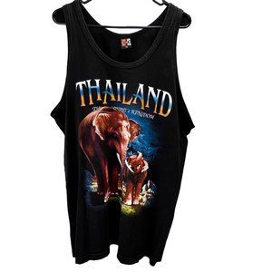 Thailand The Elephants Kingdom Tank Top Shirt size XL Men Black Double Sided